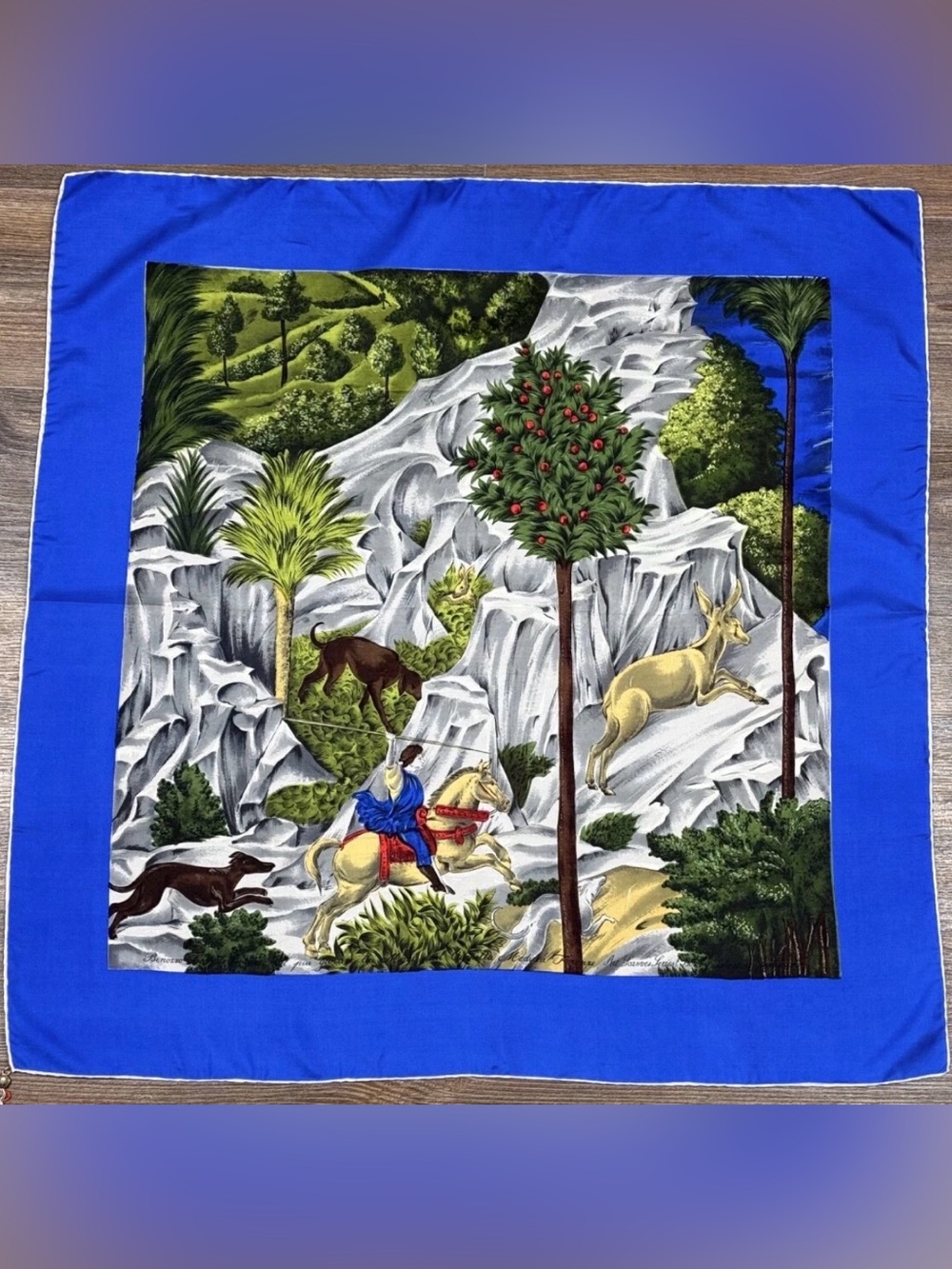 Salvatore Ferragmo Silk Scarf Blue Multicolor Hand Rolled